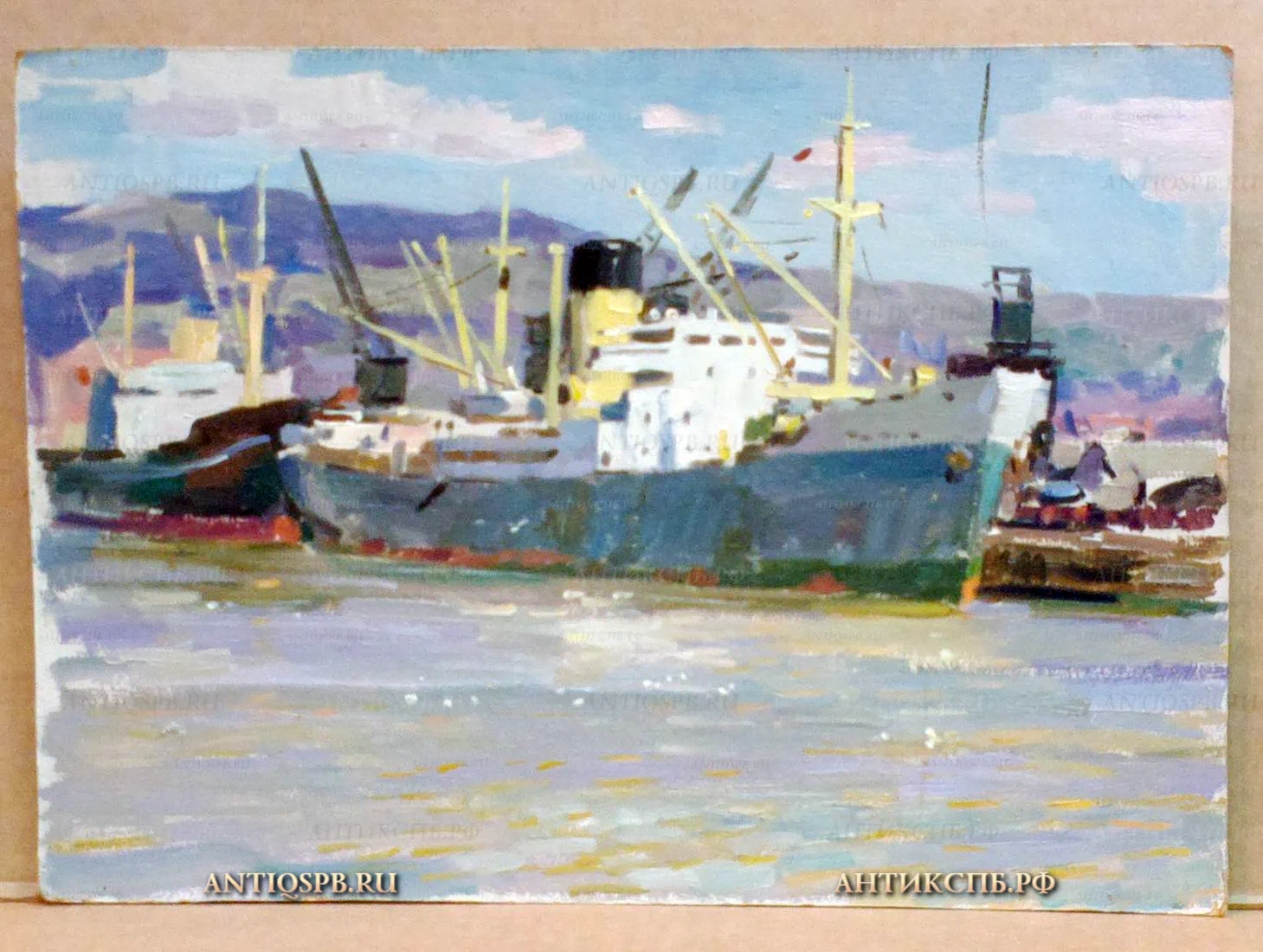 Картина "У индийского берега". Картон, масло. Бантиков Андрей Сергеевич (1914-2002). СССР. Сер. XX века. №169